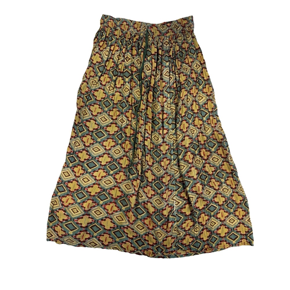 Rayon Geometric Festival Hippie Maxi Skirt Women's M Colorful Renaissance Fairy